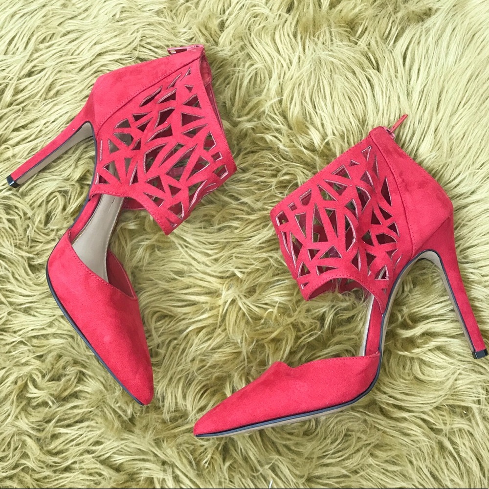 Jessica Simpson red suede heels sz 7